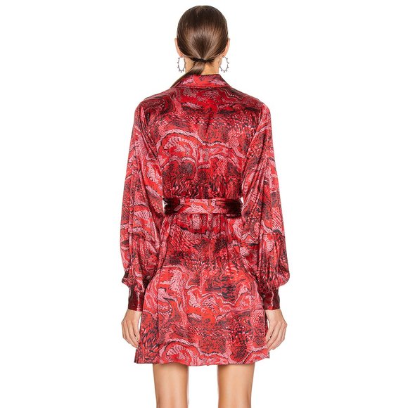 Ganni silk satin Samba red wrap mini dress size XS - Picture 6 of 10